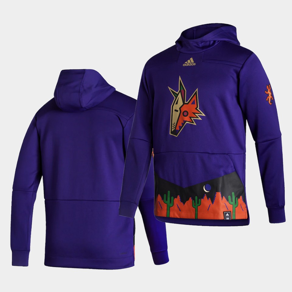 Men Arizona Coyotes Blank Purple NHL 2021 Adidas Pullover Hoodie Jersey->arizona coyotes->NHL Jersey